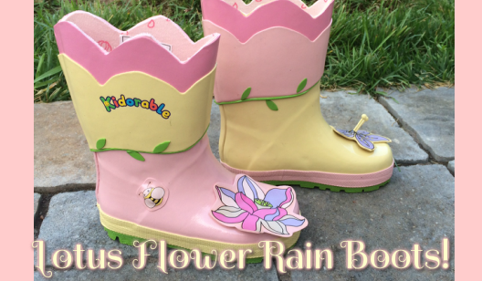 Kidorable Lotus Flower Yellow and Pink Natural Rubber Rain Boot 